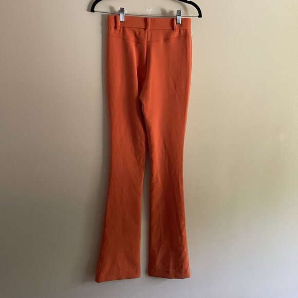 Zara Women XS Orange Stretch High Waist Front Slits Flare Pants Trousers - Picture 9 of 12